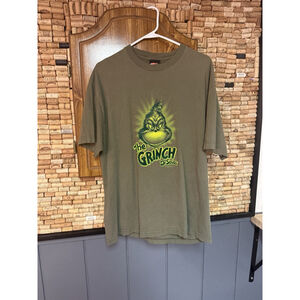 Vintage 2001 Dr. Suess The Grinch Graphic Puff tshirt Comic Green Sz XL